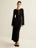 Fongt Women's Fashion Fashion Style Commuting Style V-Neck Knitted Dress For Autumn/Winter 2025