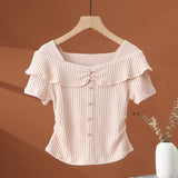Chic Chic Short-Sleeved T-Shirt Sweet Hottie New Slimming Sweet Word On The Shoulder Of Thin