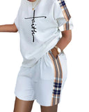 Fongt Women's Spring And Summer Explosion Short-Sleeved Two-Set Printed Commuter