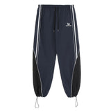 Patchwork Striped Baggy Sweatpants-Outfit
