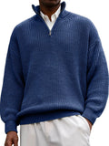 Fongt New Fashion Men's Sweater Casual Long Sleeve Half Zipper Collar Polo Shirt Top Men