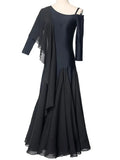 2024 Summer Modern Dance Dress New Custom Oblique Shoulder Floating Sleeve Ballroom Competition Waltz Dresses TH2796-Outfit