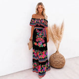 Fongt And Summer 2025 New Shoulder-To-Shoulder Red Flower Printing Long