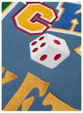 Lucky Embroidery Varsity Jacket-Outfit
