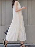 Fongt Heavy Industry Hook Flower! Holiday Style Women Summer Exquisite Literary And Artistic Temperament Gentle Vest Skirt Dress