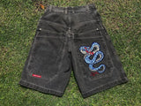 Y2k Denim Shorts Street Hip-Hop Retro Graphics Black Loose Gothic Men-Outfit