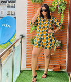 Print Two Piece Set Women Tracksuit Summer Clothes African Dresses for Women Casual Party Shirt Tops Shorts Pants Suits Outfits 1028-0-Outfit