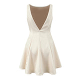 Satin Back V Backless Mini Dress-Outfit