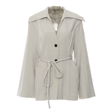 Fongt New Navy Tie Rope Belts Loose-Fitting Version Of The Suit Coat Blouse Woman 1776