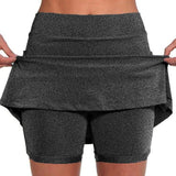 Solid Color Medium Waist Skirt, Exercise Yoga, Three-Point Shorts, Skirt Trousers.-Outfit