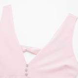 Spring Jewelry Button Trim Solid Color Vest Dress 2747571-Outfit