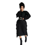 Fongt New Women's Long Tassel Edge Wool Dress-Outfit