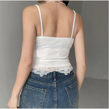 Neck Sleeveless Lace Corset Blouse Summer Women Sexy Short Tank Tops Elegant Fashion Y2k Slim Shirt Girl Basic Clothes