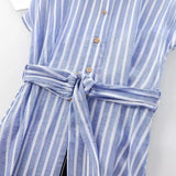 New Striped Blended Medium-Length Shirt Dress 8282821-Outfit
