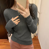 Bamboo Hemp Long-Sleeved Stretch Bottoming Women's Autumn And Winter New Solid Color Thin Sweaters-Outfit