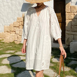 Fongt And Summer 2025 New Three-Dimensional Embroidery South French Holiday White Dress Women's Summer Women's