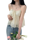 Fongt Fairy Atmosphere Sense Fold With Solid Color Small Condole Shirt 2023 New Lazy Short Back Vest Tide-Outfit