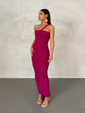 Pleated Backless Sexy Maxi Dresses for Women 2023 Summer One Shoulder Bodycon Long Dress Elegant Party Evening y2k