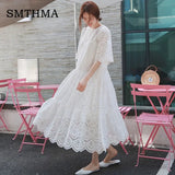 2022 New Hollow Out Lace Dress Summer Elegant Beach Dress Female With Spaghetti Strap Vest +Summer Dresses Two Piece