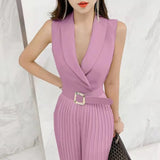 Fongt Retro Waist Thin Temperament Professional Women's Suit Collar Trousers Fashion Trousers Wide Leg Trousers