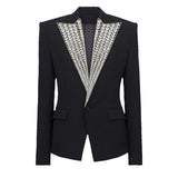 Fongt Star Fashion Celebrity Temperament Heavy Industry Drill Nails A Buckle Repairsuit Jacket