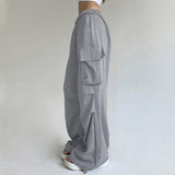 Solid Color Pocket Pleated Sweatpants-Outfit