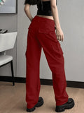 Low Waist Baggy Parachute Cargo Pants-Outfit