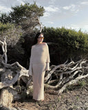 Knit Off-Shoulder Long Sleeve Maxi Dress-Outfit