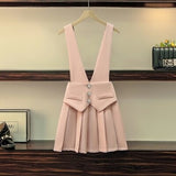 Women Autumn Sweet Straps dress two-piece set Korean Peter Pan Collar White Blouse+Spaghetti Dresses Two Piece