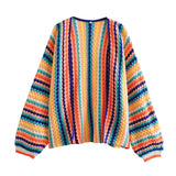 Fongt 2023 New Women's Fashion Classic Colorful Hand Hook Cardigan Sweater 0632768-Outfit