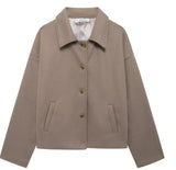Fongt Women's Clothing Explosion Collar Button Loose Coat