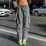 Low-rise Straight-leg Multi-pocket Overalls Pants-Outfit