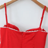 Red Satin Corset Style Tulle Strap Mini Dress-Outfit