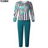 Two 2 Piece Set African Clothes Africa 2021 Dashiki Fashion Print Dresses Suit Bazin Top Pants Elastic Party Plus Size