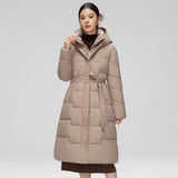 Waves Bit Seam Hooded Padded Clothes Women Winter Long Knee Cotton-Padded Clothes Thick Warm Coat-Outfit