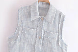 New Rough Lapel Short Textured Pocket Vest 7484246-Outfit