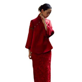Fongt Chinese Cheongsam Toast Suit 2025 New Retro National Style Wedding Dress Engagement Dress Long Sleeve