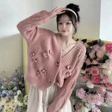 Fongt Outfit New Temperament Loose Outside Wear Knit Jacket Female Design Sense Bow Short Sweater Cardigan Coat Female-Outfit