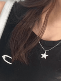 Silver Vintage Punk Star Necklace-Outfit