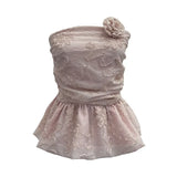 French Bud Ponp-Upple Sling Vest With Three-Dimensional Flowers Shoulder-To-Heart Thai Top