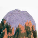 New Landscape Pattern V-Collar Loose Knitted Coat Coat 2893116-Outfit