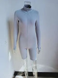Zipper Stretch Turtleneck Embroidered Street Hipster Slim Fit Fitness Jumpsuit Yoga