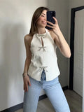 Fongt Summer New Bow Ornament Hanging Neck Repair Small Waistcoat Woman B88687