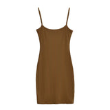 Trend Women's Solid Color Flat Thread Suspender Dress Summer New Elastic Bag Hip Skirt Short Skirt-Outfit