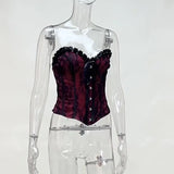 Dark Wind Design Sense Chest Vest Sexy Slim Lace Girdle Waist Show Thin Bandage Blouse-Outfit