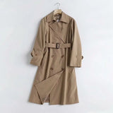 2021 Autumn Women England Style Classic Long Coat Elegant Long Sleeve with Blet Office Lady Coats