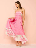 Fongt Summer New Sexy Sling Temperament Print High Waist Swing Dress Woman