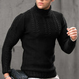 Fongt And Winter New Men's Sweater Men's Turtleneck Flower Long Sleeve Sweater Warm Head Sweater