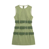 Spring Style Tooling Belt Vest Skirt Short Dress 5427301-Outfit