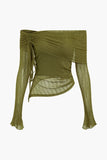 Vintage Texture Off Shoulder Asymmetric Tie Mesh